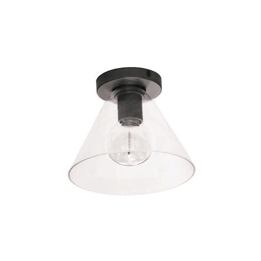 Dainolite Roswell 9in 1-Light Flush Mount | Transitional Matte Black Metal and Clear Glass | Hallway & Bedroom Ceiling Light | 9 x | Model RSW-91FH-MB-CLR
