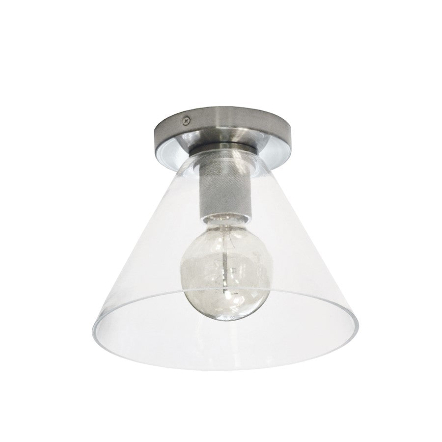 Dainolite Roswell 9in 1-Light Flush Mount | Transitional Satin Chrome and Clear Glass | Hallway & Bathroom | 9 x 9 x 7 in | Model RSW-91FH-SC-CLR