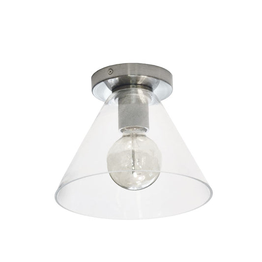 Dainolite Roswell 9in 1-Light Flush Mount | Transitional Satin Chrome and Clear Glass | Hallway & Bathroom | 9 x 9 x 7 in | Model RSW-91FH-SC-CLR