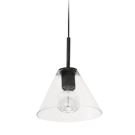 Dainolite Roswell 9in 1-Light Pendant | Transitional Matte Black and Clear Glass | Kitchen Island & Dining Room | 9 x 9 x 10 in | Model RSW-91P-MB-CLR