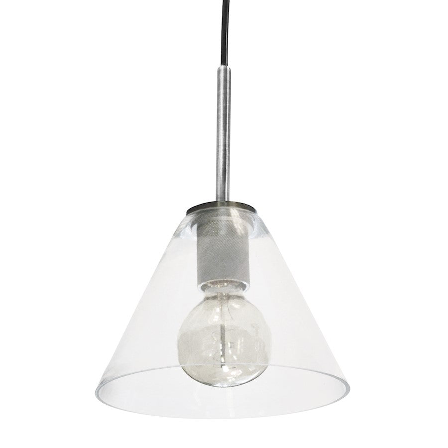 Dainolite Roswell 9in 1-Light Pendant | Transitional Satin Chrome and Clear Glass | Kitchen Island & Dining Room | Model RSW-91P-SC-CLR