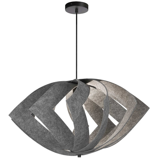 Dainolite Rotem 30in 1-Light Pendant | Contemporary Grey Felt and Matte Black Metal | Kitchen Island & Dining Room | Model RTM-301P-MB-500