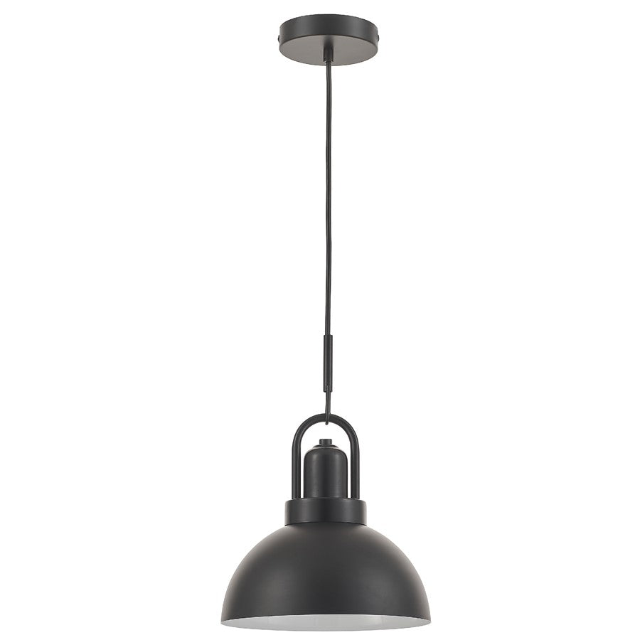 Dainolite Reveka 10in 1-Light Pendant | Transitional Matte Black Metal Bell Shade | Kitchen Island & Dining Nook | 10 x 10 x 15 in | Model RVK-101P-MB