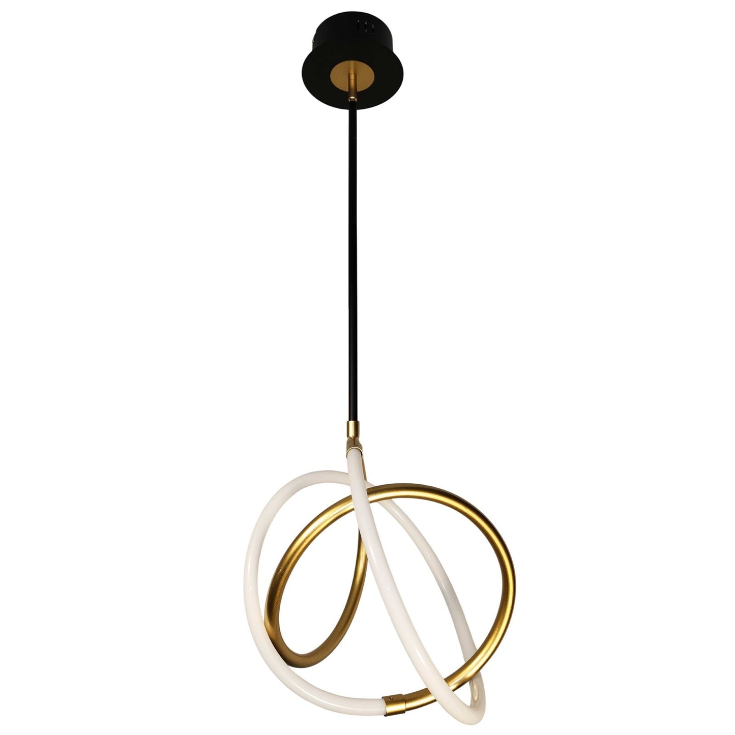 Dainolite Raelynn 12.25in 1-Light LED Pendant | Modern Gold and Matte Black Metal with White Acrylic Shade | Kitchen Island | Model RYN-1211LEDP-GLD-MB