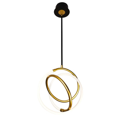 Dainolite Raelynn 12.25in 1-Light LED Pendant | Modern Gold and Matte Black Metal with White Acrylic Shade | Kitchen Island | Model RYN-1211LEDP-GLD-MB