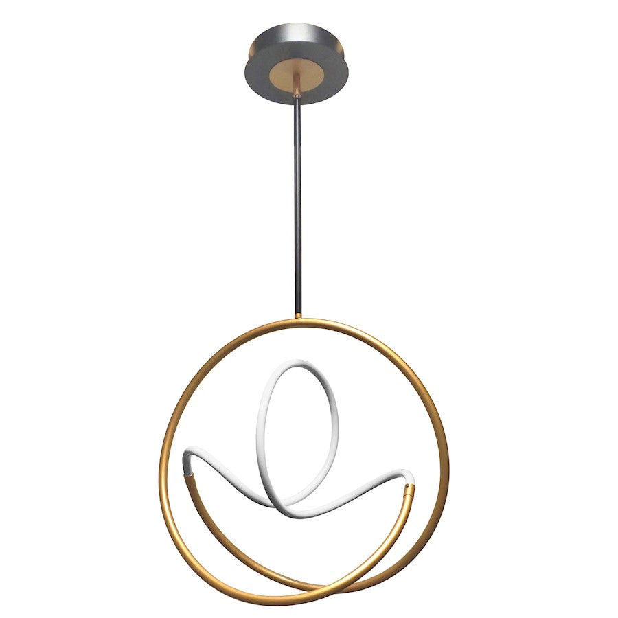 Dainolite Raelynn 25in 1-Light LED Pendant | Gold and Matte Black Metal with White Acrylic Shade | Foyer & Dining Room | Model RYN-2427LEDP-GLD-MB