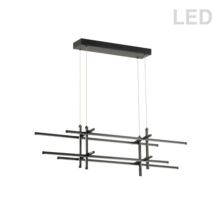 Dainolite Sally 40in 8-Light LED Pendant | Modern Matte Black Metal and White Acrylic | Kitchen Island & Dining Room | 10 x 40 x | Model SAL-4060LEDHP-MB