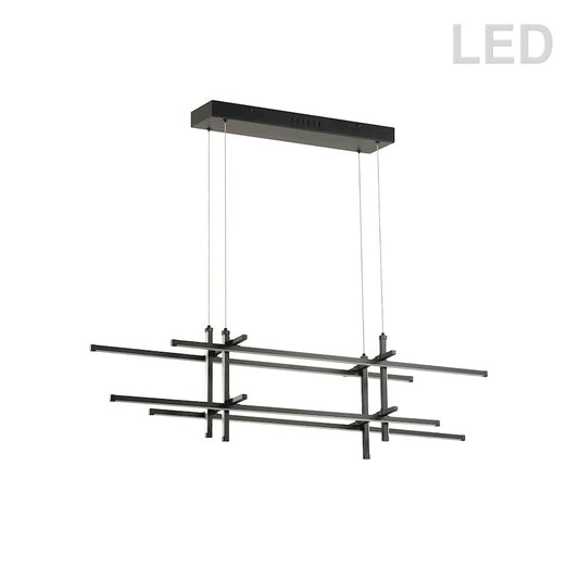 Dainolite Sally 40in 8-Light LED Pendant | Modern Matte Black Metal and White Acrylic | Kitchen Island & Dining Room | 10 x 40 x | Model SAL-4060LEDHP-MB
