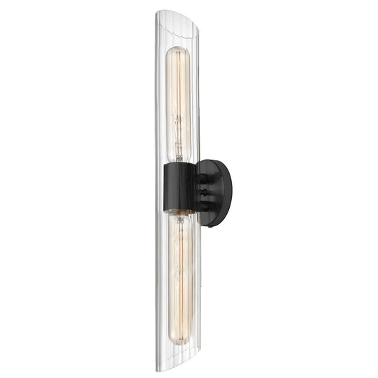 Dainolite Samantha 25in 2-Light Vanity Light | Transitional Clear Glass and Matte Black Metal | Bathroom Vanity | Model SAM-252W-MB