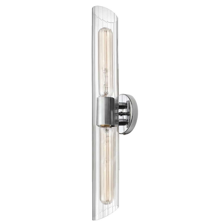 Dainolite Samantha 25in 2-Light Vanity Light | Transitional Clear Glass and Polished Chrome Metal | Bathroom Vanity | Model SAM-252W-PC