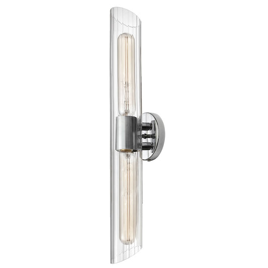 Dainolite Samantha 25in 2-Light Vanity Light | Transitional Clear Glass and Polished Chrome Metal | Bathroom Vanity | Model SAM-252W-PC