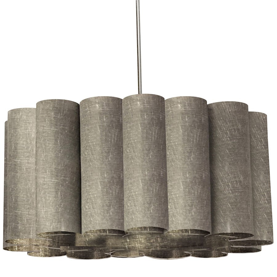 Dainolite Sandra 24in 4-Light Pendant | Transitional Polished Chrome and Grey Fabric Shade | Kitchen Island & Dining Room | 24 x 24 | Model SAN244-PC-2423
