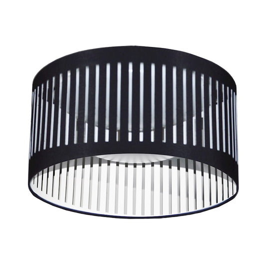 Dainolite SDLED 15in LED Flush Mount | Slit Drum Shade Jewel Tone Black Fabric | Bedroom & Hallway Ceiling Light | Model SDLED-15FH-BK
