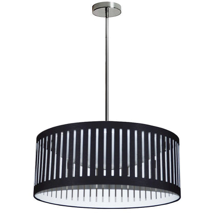 Dainolite LED Slit Drum Shade 20in 1-Light Pendant | Industrial Black Fabric and White Fabric Shade | Kitchen Island & Dining Room | Model SDLED-20P-BK