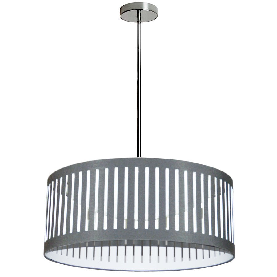 Dainolite Slit Drum 20in 1-Light Pendant | Modern Grey Fabric Shade and Polished Chrome Frame | Kitchen Island & Dining Room | 20 x | Model SDLED-20P-GRY