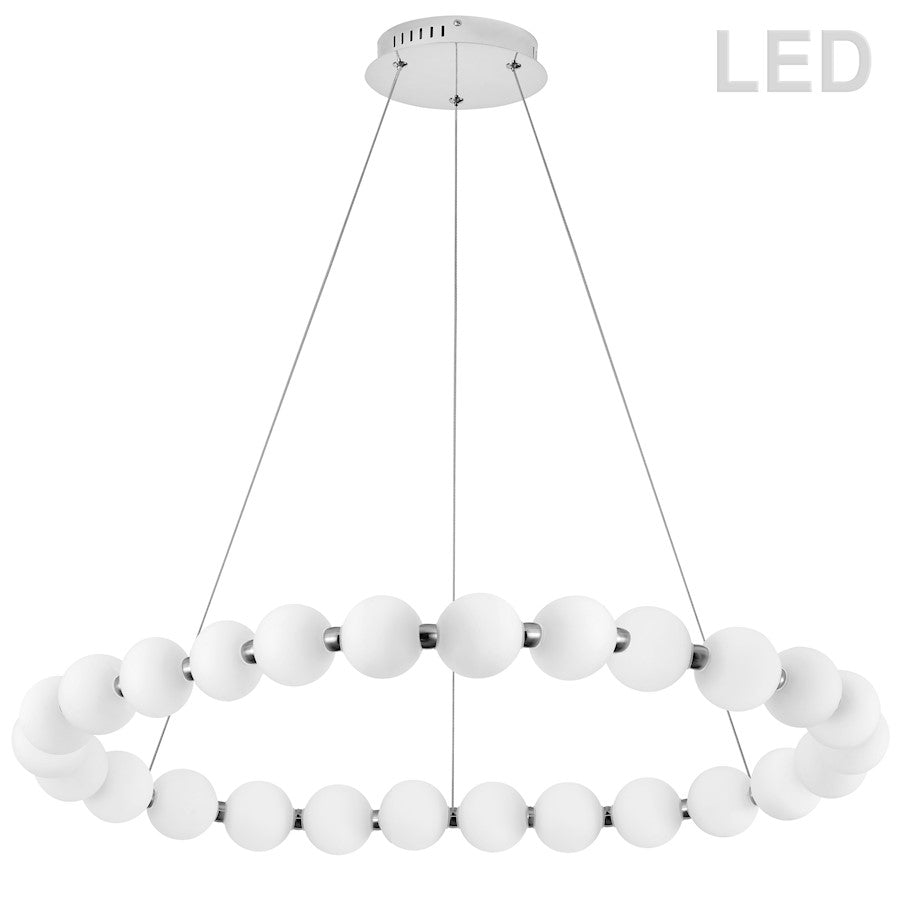 Dainolite Shelby 48in 1-Light Chandelier | Contemporary White Acrylic and Polished Chrome Metal | Living Room & Dining Room | 48 x | Model SHE-4872LEDC-PC