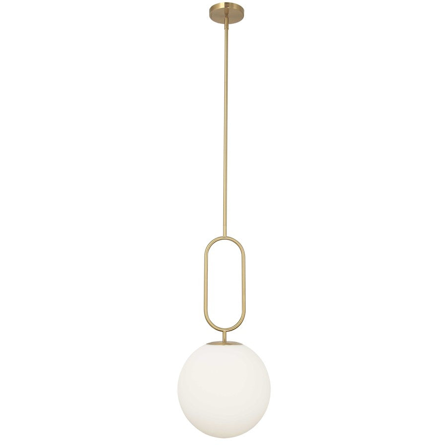 Dainolite Simone 12in 1-Light Pendant | Aged Brass Metal and Opal Glass | Kitchen Island & Dining Room | 12 x 12 x 27 in | Model SIM-121P-AGB