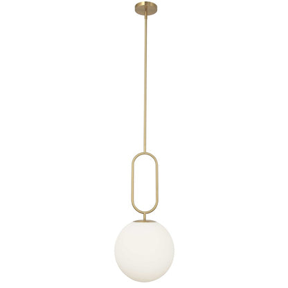 Dainolite Simone 12in 1-Light Pendant | Aged Brass Metal and Opal Glass | Kitchen Island & Dining Room | 12 x 12 x 27 in | Model SIM-121P-AGB