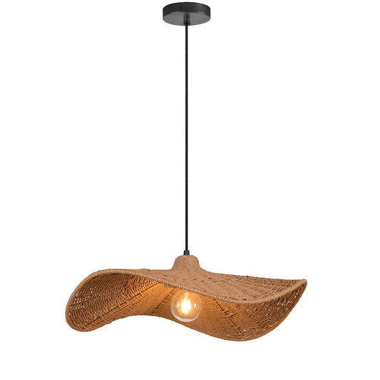 Dainolite Selma 24in 1-Light Pendant | Transitional Wicker and Natural Wicker | Kitchen Island & Dining Room | 24 x 24 x 6 in | Model SMA-241P-MB