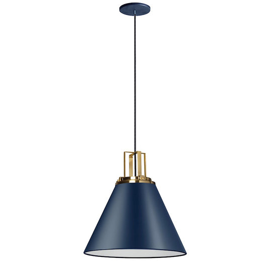 Dainolite Sonus 14in 1-Light Pendant | Contemporary Cobalt Blue and Aged Brass | Kitchen & Dining | 14 x 14 x 14 in | Model SNS-141P-CB-AGB