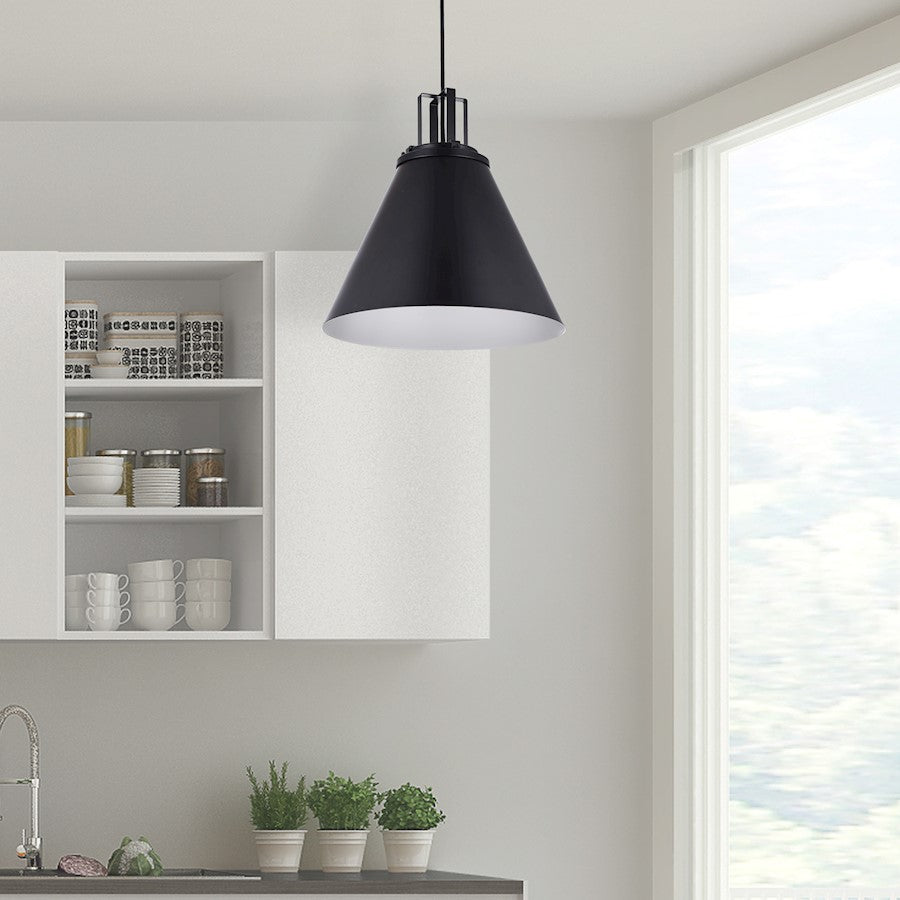 Dainolite Sonus 14in 1-Light Pendant | Contemporary Matte Black | Kitchen & Dining | 14 x 14 x 14 in | Model SNS-141P-MB