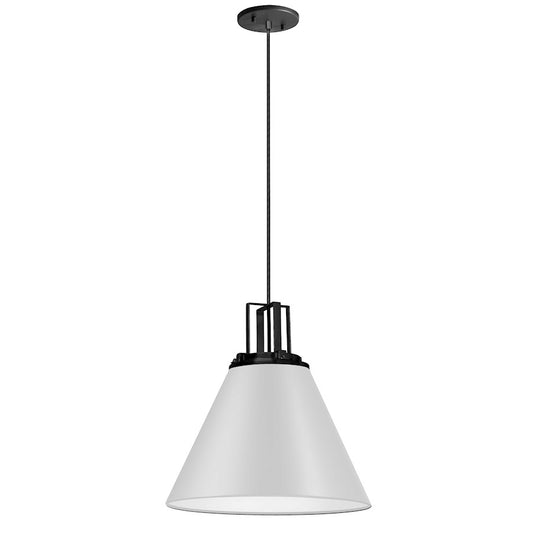Dainolite Sonus 14in 1-Light Pendant | Contemporary Matte White and Matte Black Metal | Kitchen Island & Dining Room | Model SNS-141P-MW-MB