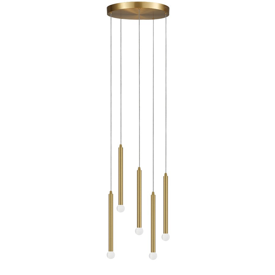 Dainolite Sanya 24in 5-Light Linear Pendant | Modern Aged Brass Metal | Kitchen Island & Dining Room | 24 x 24 x 12 in | Model SNY-125P-AGB