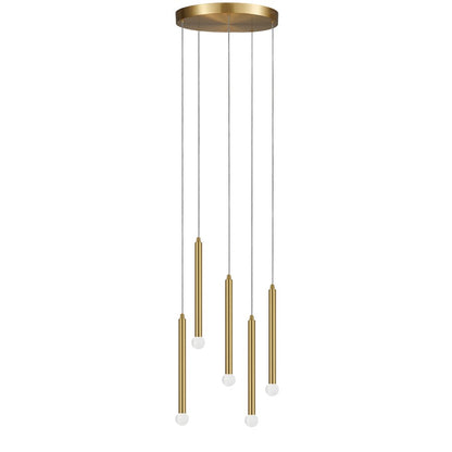 Dainolite Sanya 24in 5-Light Linear Pendant | Modern Aged Brass Metal | Kitchen Island & Dining Room | 24 x 24 x 12 in | Model SNY-125P-AGB
