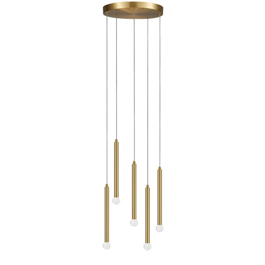 Dainolite Sanya 24in 5-Light Linear Pendant | Modern Aged Brass Metal | Kitchen Island & Dining Room | 24 x 24 x 12 in | Model SNY-125P-AGB
