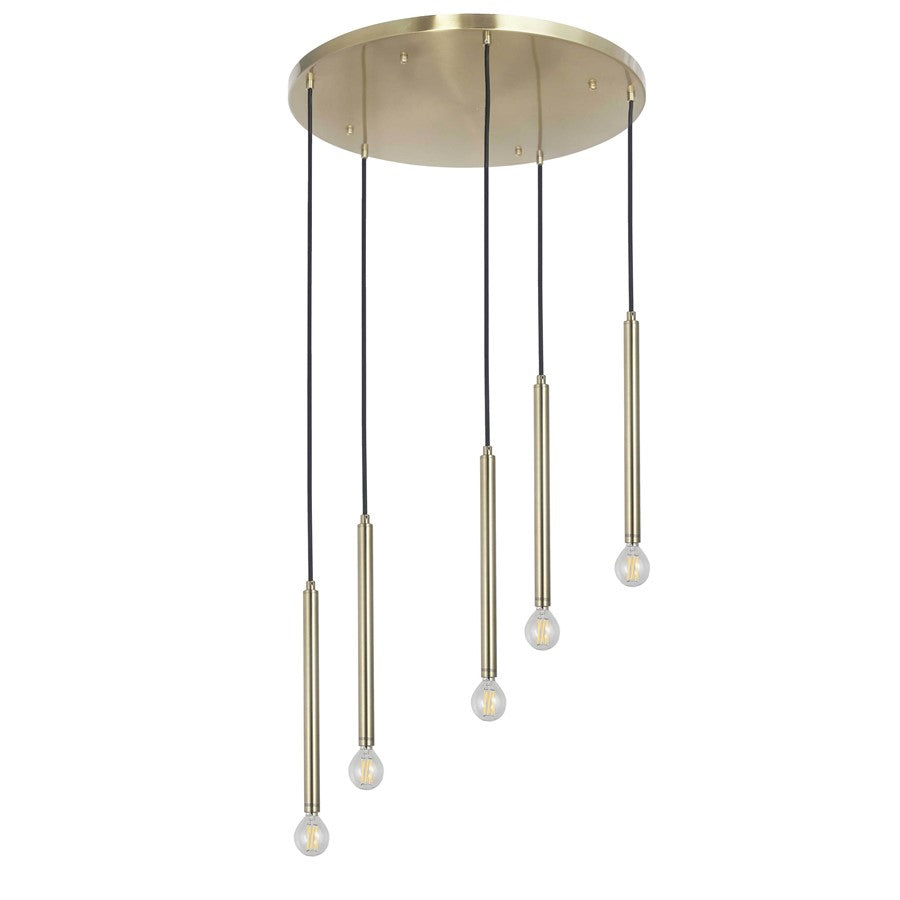 Dainolite Sanya 24in 5-Light Linear Pendant | Modern Aged Brass Metal | Kitchen Island & Dining Room | 24 x 24 x 12 in | Model SNY-125P-AGB
