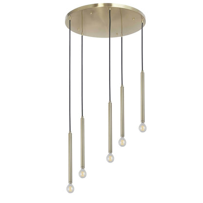 Dainolite Sanya 24in 5-Light Linear Pendant | Modern Aged Brass Metal | Kitchen Island & Dining Room | 24 x 24 x 12 in | Model SNY-125P-AGB
