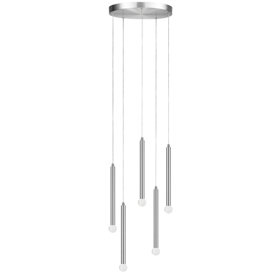Dainolite Sanya 24in 5-Light Linear Pendant | Modern Polished Chrome Metal | Kitchen Island & Dining Room | 24 x 24 x 12 in | Model SNY-125P-PC