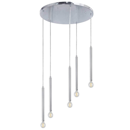 Dainolite Sanya 24in 5-Light Linear Pendant | Modern Polished Chrome Metal | Kitchen Island & Dining Room | 24 x 24 x 12 in | Model SNY-125P-PC