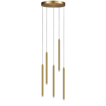 Dainolite Sanya 24in 5-Light LED Linear Pendant | Modern Aged Brass and White Acrylic | Kitchen Island & Dining Room | Model SNY-1815LEDP-AGB