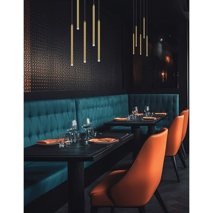 Dainolite Sanya 24in 5-Light LED Linear Pendant | Modern Aged Brass and White Acrylic | Kitchen Island & Dining Room | Model SNY-1815LEDP-AGB