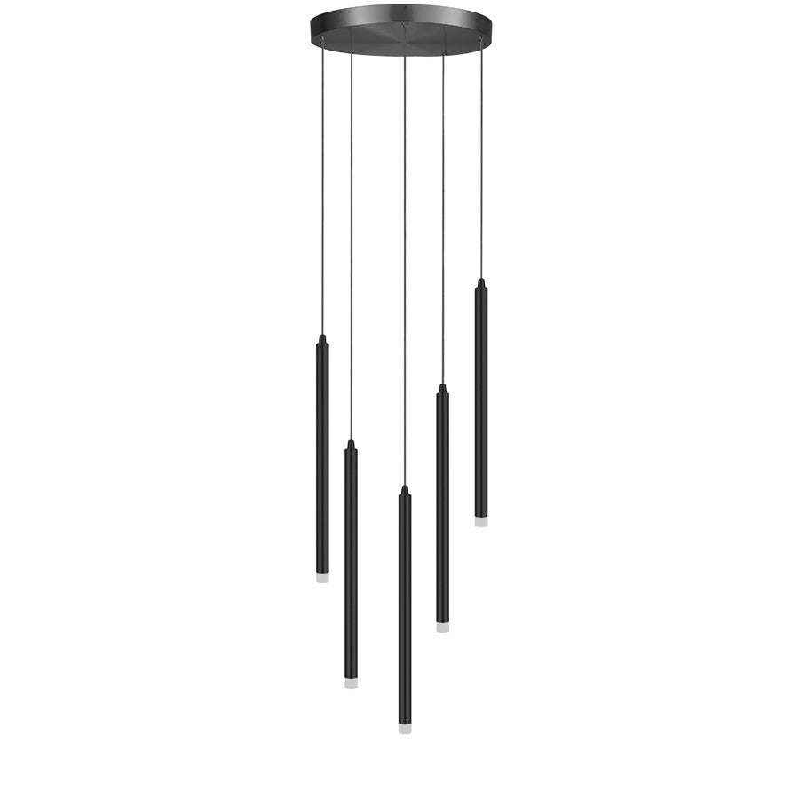 Dainolite Sanya 24in 5-Light LED Linear Pendant | Modern Matte Black and White Acrylic | Kitchen Island & Dining Room | Model SNY-1815LEDP-MB