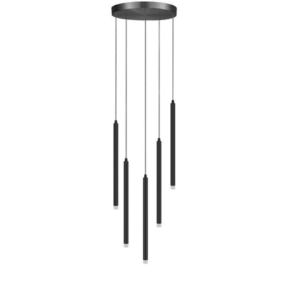 Dainolite Sanya 24in 5-Light LED Linear Pendant | Modern Matte Black and White Acrylic | Kitchen Island & Dining Room | Model SNY-1815LEDP-MB