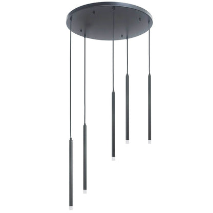 Dainolite Sanya 24in 5-Light LED Linear Pendant | Modern Matte Black and White Acrylic | Kitchen Island & Dining Room | Model SNY-1815LEDP-MB
