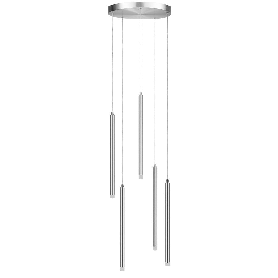 Dainolite Sanya 24in 5-Light LED Linear Pendant | Modern Polished Chrome and White Acrylic | Kitchen Island & Dining Room | Model SNY-1815LEDP-PC
