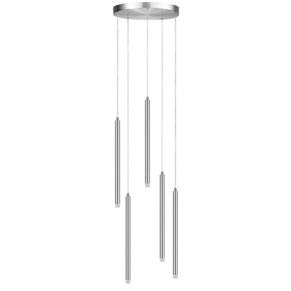Dainolite Sanya 24in 5-Light LED Linear Pendant | Modern Polished Chrome and White Acrylic | Kitchen Island & Dining Room | Model SNY-1815LEDP-PC