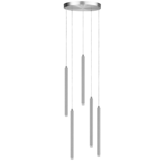 Dainolite Sanya 24in 5-Light LED Linear Pendant | Modern Polished Chrome and White Acrylic | Kitchen Island & Dining Room | Model SNY-1815LEDP-PC