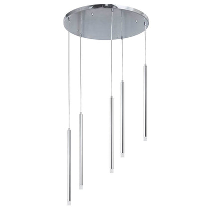 Dainolite Sanya 24in 5-Light LED Linear Pendant | Modern Polished Chrome and White Acrylic | Kitchen Island & Dining Room | Model SNY-1815LEDP-PC