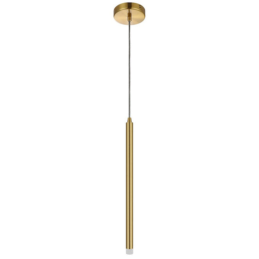 Dainolite Sanya 18in 1-Light Linear Pendant | Modern Aged Brass and Clear Frosted Acrylic | Kitchen & Bar | 225 Lumens | Model SNY-183LEDP-AGB