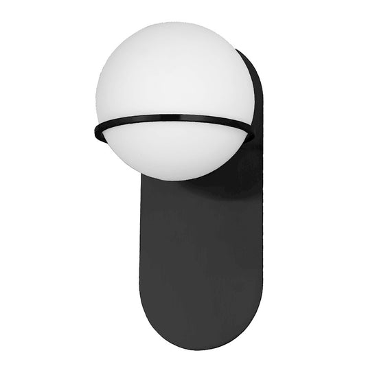 Dainolite Sofia 12in 1-Light Wall Sconce | Modern Matte Black and White Glass | Bedroom & Hallway Accent | 7 x 6 x 12 in | Model SOF-121W-MB