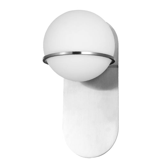 Dainolite Sofia 12in 1-Light Wall Sconce | Modern Polished Chrome and White Glass | Bedroom & Hallway Accent | 7 x 6 x 12 in | Model SOF-121W-PC