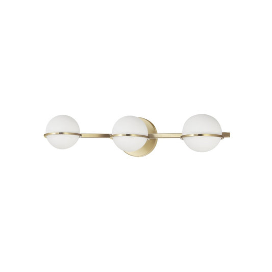 Dainolite Sofia 23in 3-Light Vanity Light | Modern Aged Brass and White Opal Glass | Bathroom Vanity | 6 x 23 x 5 in | Model SOF-233W-AGB