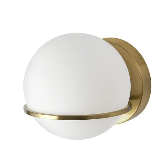 Dainolite Sofia 6in 1-Light Wall Sconce | Modern Aged Brass and White Opal Glass | Hallway & Bedroom | 6 x 7 x 6 in | Model SOF-61W-AGB