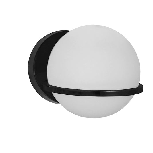 Dainolite Sofia 6in 1-Light Wall Sconce | Modern Matte Black and Opal White Glass | Hallway & Bedroom | 6 x 7 x 6 in | Model SOF-61W-MB