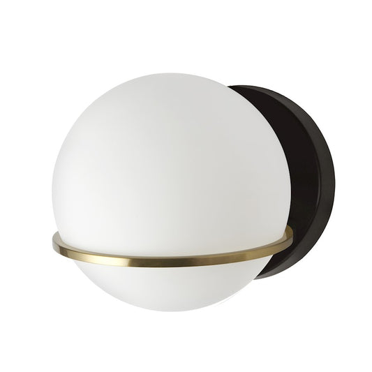Dainolite Sofia 6in 1-Light Wall Sconce | Modern Matte Black, Aged Brass and White Opal Glass | Hallway & Bedroom | Model SOF-61W-MB-AGB