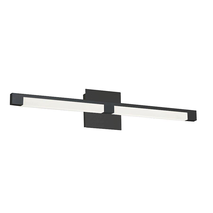Dainolite Soho 28in 1-Light Wall Sconce | Modern Matte Black Metal and Frosted Acrylic | Bathroom & Powder Room Vanity Light | 1700 | Model SOH-28W-MB